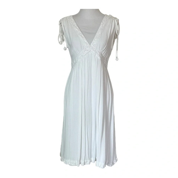 Koton White Midi Summer Boho Vacation Dress Medium - Picture 10 of 10